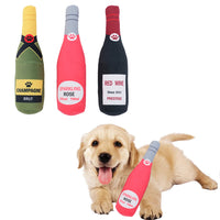 Squeaky Pet Toys Wine Bottle Plush Dog Chew Squeaker Teething Training