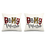 2Pcs Valentine's Day Print Cushion Cover Sofa Throw Pillowcase Pillow Cover Home Decor