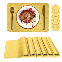 Set of 6Pcs Placemats with Coasters Heat Stain Non-Slip Washable Dining Table Place Mats