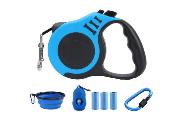 Retractable Dog Leash Extendable Set with Folding Bowl Dispenser and Waste Bags