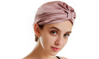 Women Silk Turban Tied Knot Fashion Pleated Turban Cap Beanie Headwrap Sleep Hat