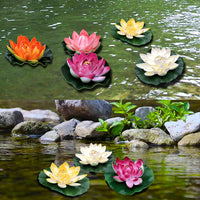 6Pcs Artificial Floating Lotus Flowers Realistic Life Like Artificial Plants Home Garden Koi Pond Pool Decoration