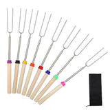 8Pcs Telescopic Stainless Steel Barbecue Forks Retractable BBQ Roasting Sticks