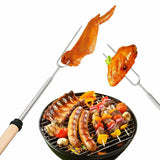 8Pcs Telescopic Stainless Steel Barbecue Forks Retractable BBQ Roasting Sticks