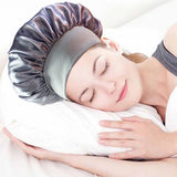 Solid Color Women Satin Sleeping Cap Wrap Hair Bonnet Elastic Headwear