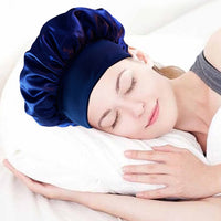 Solid Color Women Satin Sleeping Cap Wrap Hair Bonnet Elastic Headwear