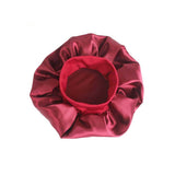 Solid Color Women Satin Sleeping Cap Wrap Hair Bonnet Elastic Headwear