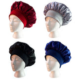 Solid Color Women Satin Sleeping Cap Wrap Hair Bonnet Elastic Headwear