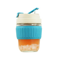 350ml Glass Straw Cups with Silicone Protective Sleeve