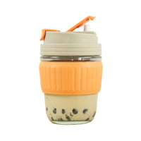 350ml Glass Straw Cups with Silicone Protective Sleeve