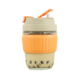 350ml Glass Straw Cups with Silicone Protective Sleeve