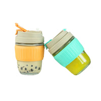 350ml Glass Straw Cups with Silicone Protective Sleeve