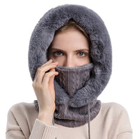 Women Winter Neck Warmer Hat Hooded Ski Snood Scarf Ski Face Mask