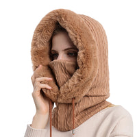 Women Winter Neck Warmer Hat Hooded Ski Snood Scarf Ski Face Mask