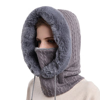 Women Winter Neck Warmer Hat Hooded Ski Snood Scarf Ski Face Mask