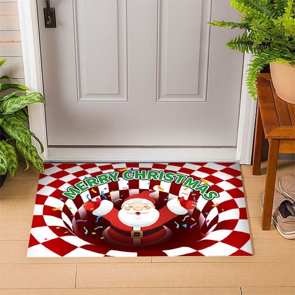 Christmas 3D Printed Vortex Illusion Living Room Floor Door Mat Anti-slip