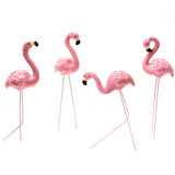 Set of 4Pcs Small Pink Flamingo Statue Landscape Decoration Set Yard Ornament Stakes