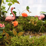 Set of 4Pcs Small Pink Flamingo Statue Landscape Decoration Set Yard Ornament Stakes