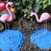 Set of 4Pcs Small Pink Flamingo Statue Landscape Decoration Set Yard Ornament Stakes