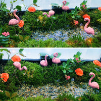 Set of 4Pcs Small Pink Flamingo Statue Landscape Decoration Set Yard Ornament Stakes