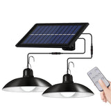 Double Head 60LED Pendant Light Solar Power Garden Hanging Shed Lamp Remote Control