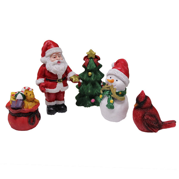 Set of 5Pcs Christmas Garden Statue Garden Resin Figurine Garden Sculpture