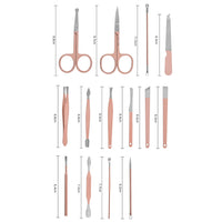 18PCS Manicure Pedicure Kit Stainless Steel Pedicure Grooming Clippers Tools