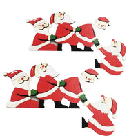 2Pcs Christmas Door Corner Decoration Wooden Door Frame Santa Elk Decoration