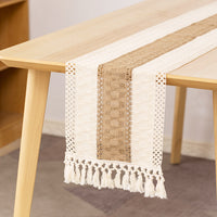 Macrame Table Runners with Tassels Natural Burlap Cotton Table Flag