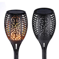 2/4/6Pcs Hollow Carved Solar Light Flickering Flames Torch Lights Patio Walkway Lamp Outdoor Garden Landscape Decor Light