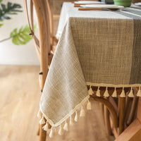 Washable Dust-Proof Square Rectangle Table Cloth Cotton Linen Wrinkle Free Anti-Fading Embroidery Tablecloths