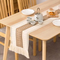 Macrame Table Runners with Tassels Natural Burlap Cotton Table Flag