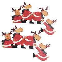 2Pcs Christmas Door Corner Decoration Wooden Door Frame Santa Elk Decoration