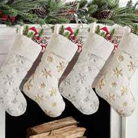 Sequin Embroidered Snowflake Christmas Stockings Xmas Hanging Ornaments Plush Xmas Candy Gift Bags