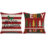 2Pcs Christmas Pillowcase Xmas Throw Pillow Case Linen Blended Merry Christmas Cushion Cover