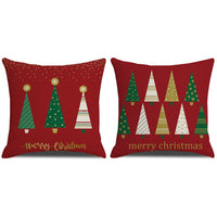 2Pcs Christmas Pillowcase Xmas Throw Pillow Case Linen Blended Merry Christmas Cushion Cover