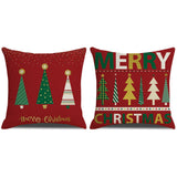 2Pcs Christmas Pillowcase Xmas Throw Pillow Case Linen Blended Merry Christmas Cushion Cover