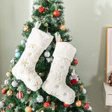 Sequin Embroidered Snowflake Christmas Stockings Xmas Hanging Ornaments Plush Xmas Candy Gift Bags