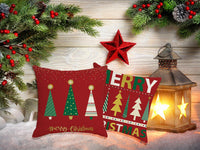 2Pcs Christmas Pillowcase Xmas Throw Pillow Case Linen Blended Merry Christmas Cushion Cover