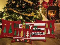 2Pcs Christmas Pillowcase Xmas Throw Pillow Case Linen Blended Merry Christmas Cushion Cover