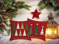 2Pcs Christmas Pillowcase Xmas Throw Pillow Case Linen Blended Merry Christmas Cushion Cover