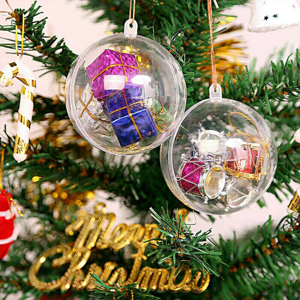 10Pcs DIY Fillable Plastic Christmas Ball Clear Xmas Tree Hanging Ball Xmas Tree Decor Ornament