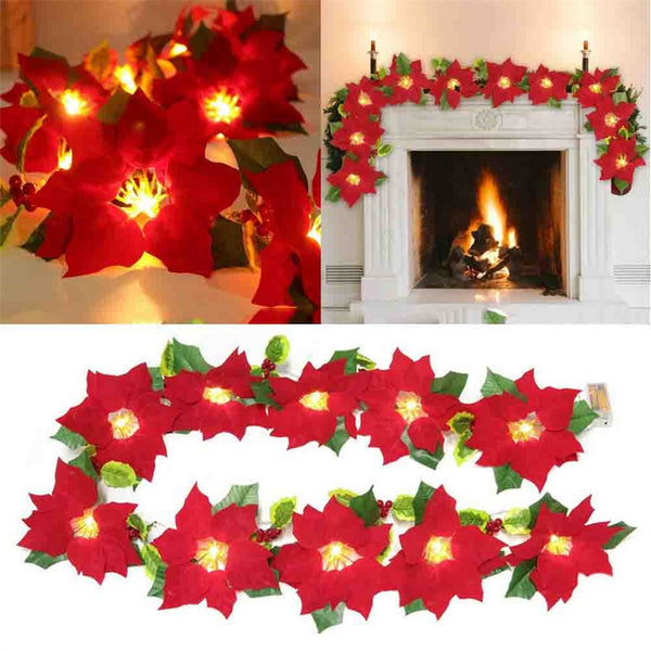 Christmas Flowers Decorations Garland String Lights