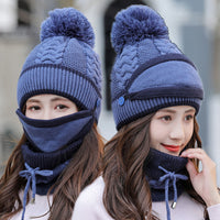 Women Knit Beanie Hat Scarf Mask Set