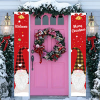 1 Pair of Christmas Banner Gnome Pattern Xmas Door Banner Home Decorations - Red