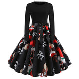 Women's Christmas Print Long Sleeve Dress