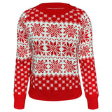 Women's Christmas Snowflake Knitted Sweater Long Sleeve Crew Neck Pullover Knitwear