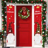 1 Pair of Christmas Banner Gnome Pattern Xmas Door Banner Home Decorations - Red