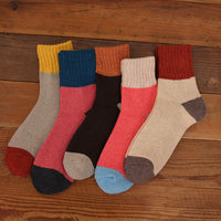 5 Pairs Thick Knit Patchwork Casual Winter Socks