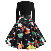 Women's Christmas Print Long Sleeve Dress